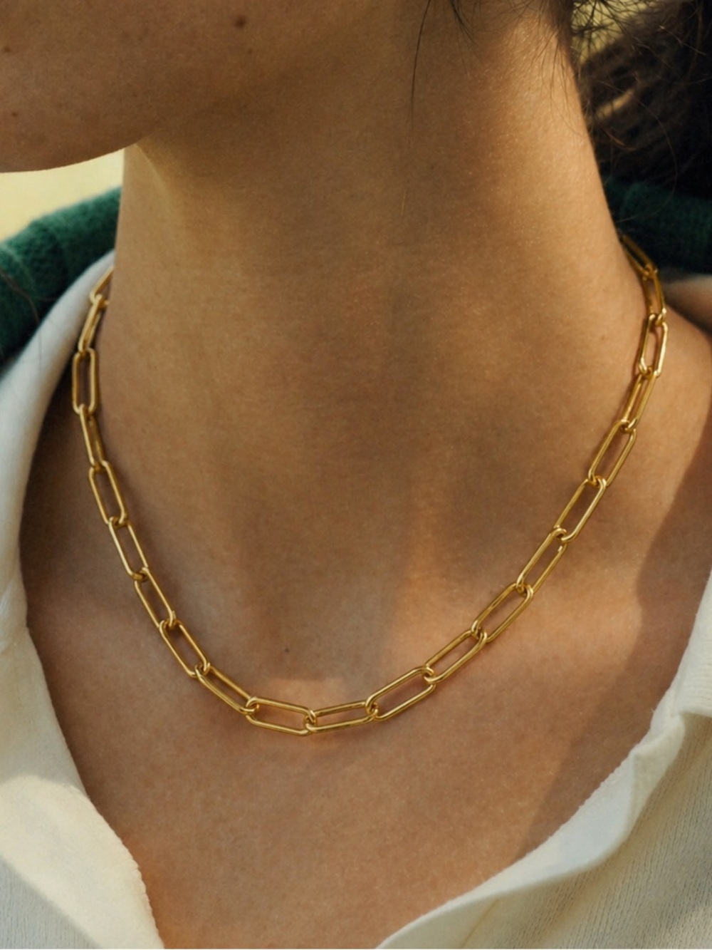 Gold Paperclip Necklace (3323)